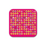 hot pink emoji Rubber Square Coaster (4 pack)