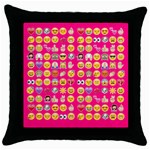 hot pink emoji Throw Pillow Case (Black)