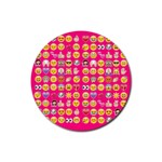 hot pink emoji Rubber Coaster (Round)