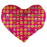 hot pink emoji Large 19  Premium Heart Shape Cushion