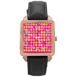 hot pink emoji Rose Gold Leather Watch 