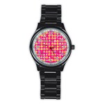 hot pink emoji Stainless Steel Round Watch