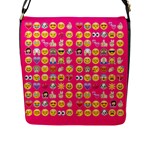 hot pink emoji Flap Closure Messenger Bag (L)