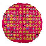 hot pink emoji Large 18  Premium Flano Round Cushion 