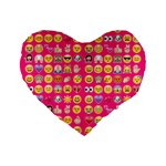 hot pink emoji Standard 16  Premium Flano Heart Shape Cushion 