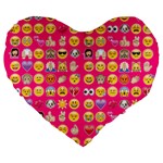 hot pink emoji Large 19  Premium Flano Heart Shape Cushion