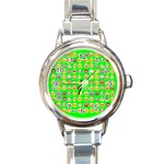 lime green Emoji Round Italian Charm Watch