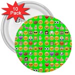 lime green Emoji 3  Button (10 pack)