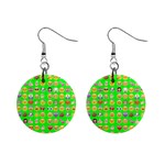 lime green Emoji 1  Button Earrings