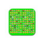 lime green Emoji Rubber Square Coaster (4 pack)