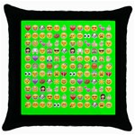 lime green Emoji Throw Pillow Case (Black)