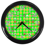 lime green Emoji Wall Clock (Black)