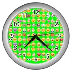 lime green Emoji Wall Clock (Silver)