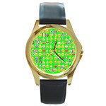 lime green Emoji Round Gold Metal Watch