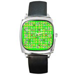 lime green Emoji Square Metal Watch