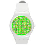 lime green Emoji Round Plastic Sport Watch (M)