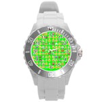 lime green Emoji Round Plastic Sport Watch (L)