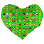 lime green Emoji Large 19  Premium Heart Shape Cushion