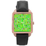 lime green Emoji Rose Gold Leather Watch 