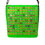 lime green Emoji Flap Closure Messenger Bag (L)