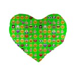 lime green Emoji Standard 16  Premium Flano Heart Shape Cushion 