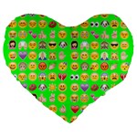 lime green Emoji Large 19  Premium Flano Heart Shape Cushion