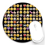 black Emoji Round Mousepad