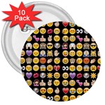 black Emoji 3  Button (10 pack)