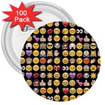 black Emoji 3  Button (100 pack)