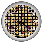 black Emoji Wall Clock (Silver)