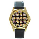 black Emoji Round Gold Metal Watch