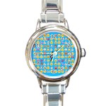 teal Emoji Round Italian Charm Watch