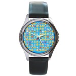 teal Emoji Round Metal Watch