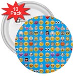 teal Emoji 3  Button (10 pack)