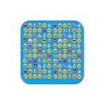 teal Emoji Rubber Square Coaster (4 pack)