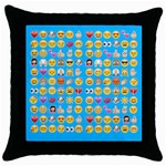 teal Emoji Throw Pillow Case (Black)