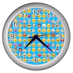 teal Emoji Wall Clock (Silver)