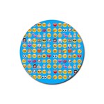 teal Emoji Rubber Round Coaster (4 pack)