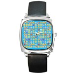 teal Emoji Square Metal Watch