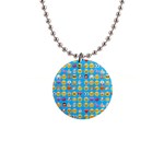 teal Emoji 1  Button Necklace