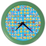 teal Emoji Color Wall Clock