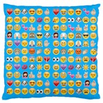 teal Emoji Large Flano Cushion Case (One Side)