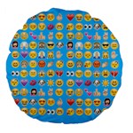 teal Emoji Large 18  Premium Flano Round Cushion 