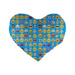 teal Emoji Standard 16  Premium Flano Heart Shape Cushion 