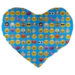 teal Emoji Large 19  Premium Flano Heart Shape Cushion