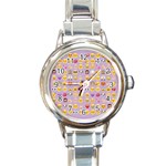 pastel purple Emoji  Round Italian Charm Watch