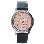 pastel purple Emoji  Round Metal Watch