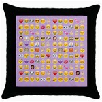 pastel purple Emoji  Throw Pillow Case (Black)