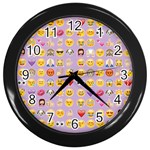 pastel purple Emoji  Wall Clock (Black)