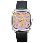 pastel purple Emoji  Square Metal Watch